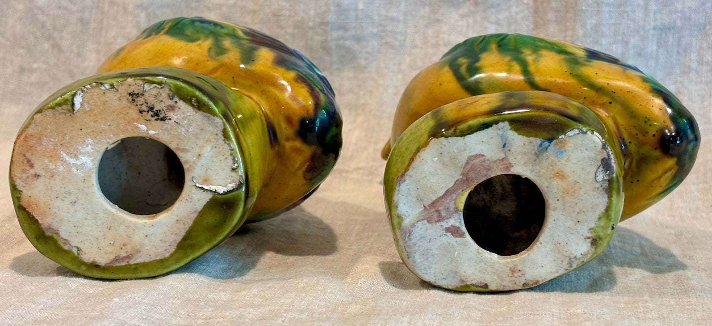 Pair of Chinese Sansei Glazed Quail