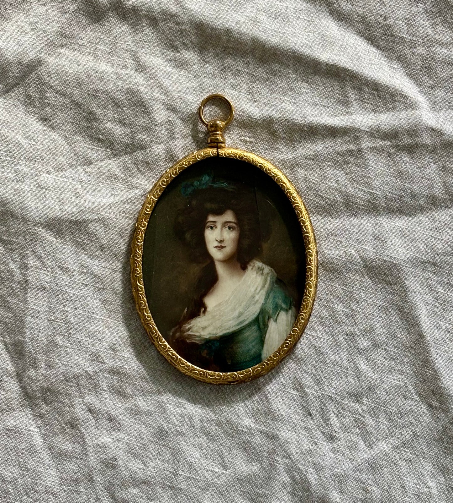 *ON HOLD PLEASE DO NOT PURCHASE* 18th Century School of Thomas Gainsborough watercolor Miniature in Gilt on Brass Frame