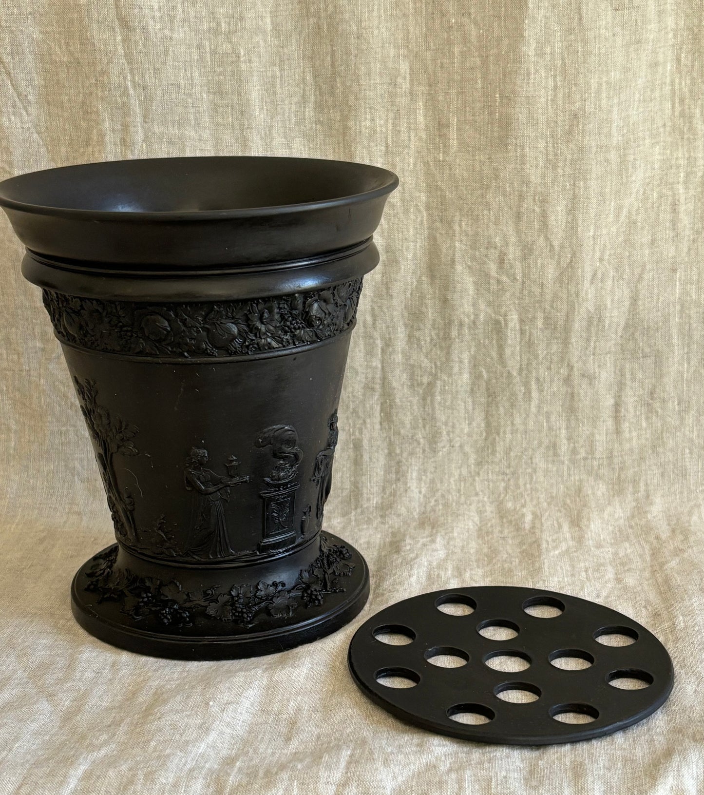 Early Wedgwood Basalt Bough Pot With Classical Motifs