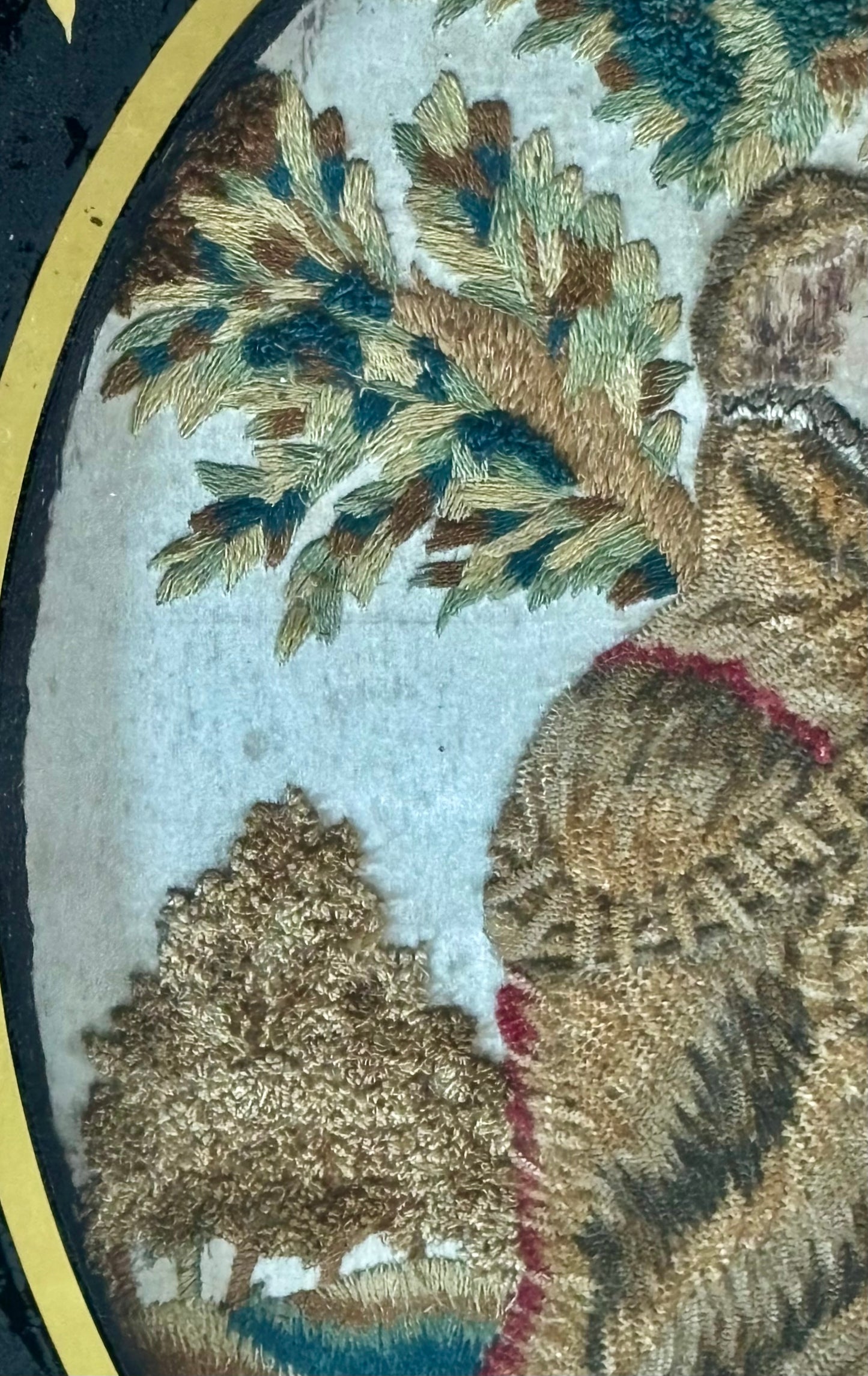 English Silk and Chenille on Silk Embroidery