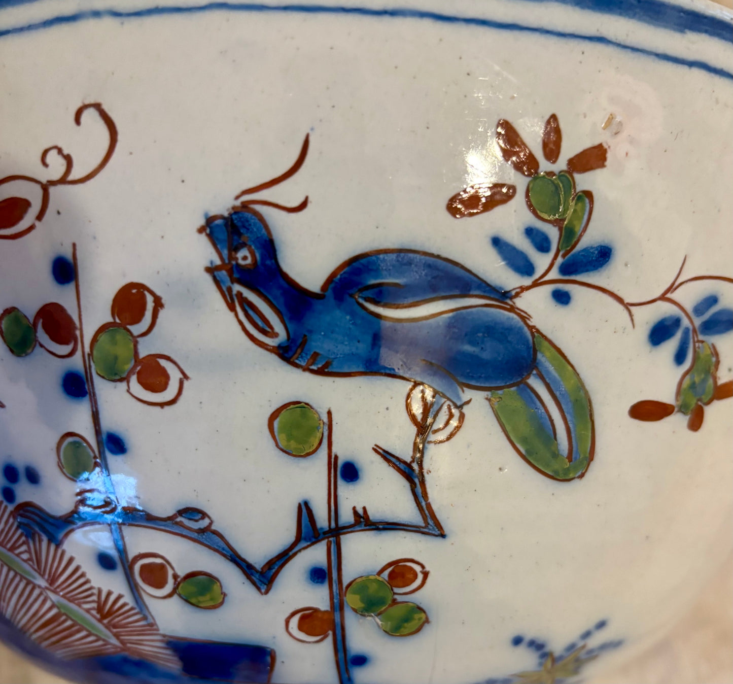 Polychrome Delft Bowl With Old Repairs