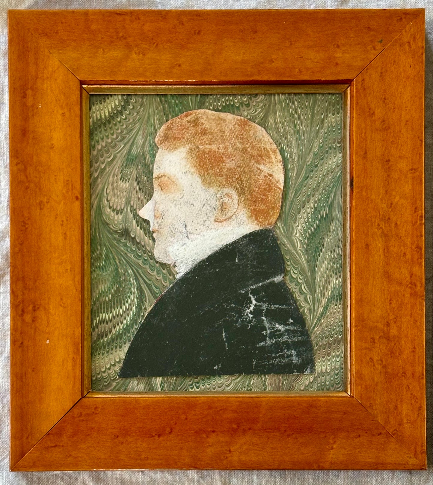 Pair of 19th Century American Painted Silhouettes in Period Frames.