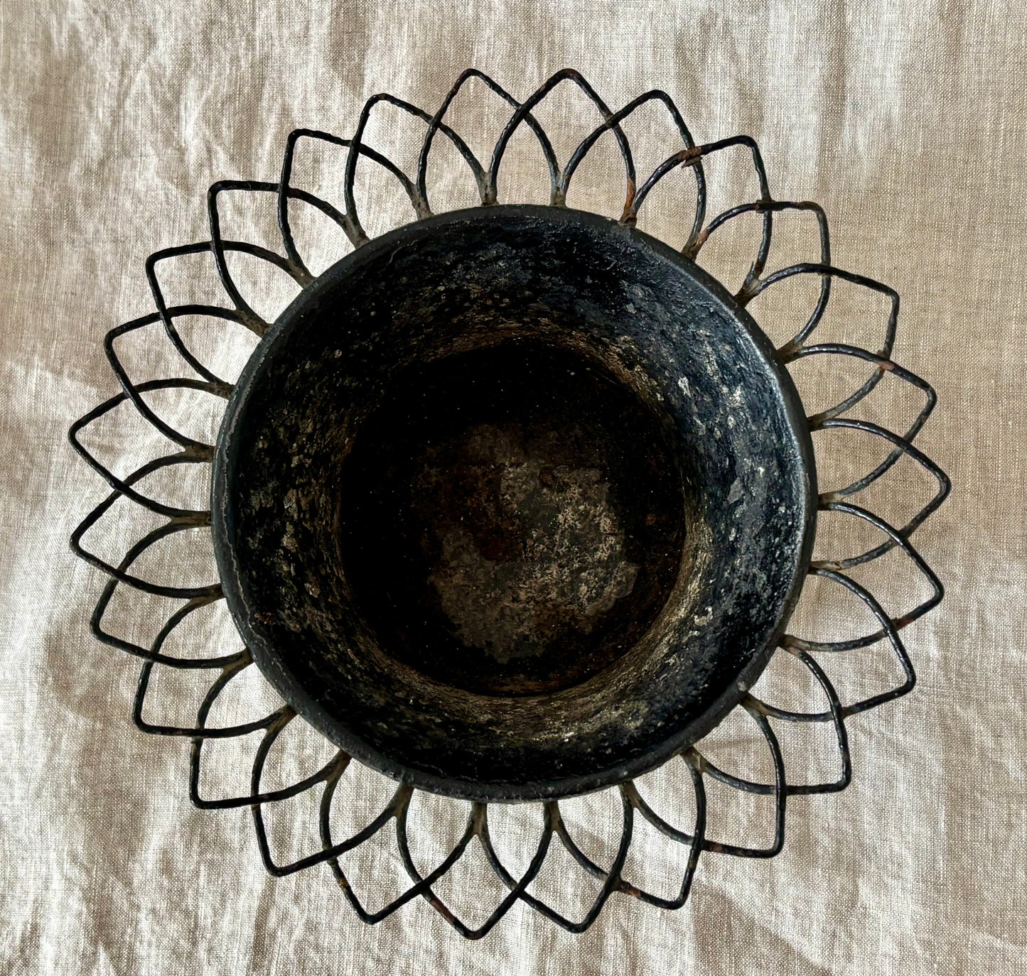 Early French Wire Painted Cachepot with Original Liner