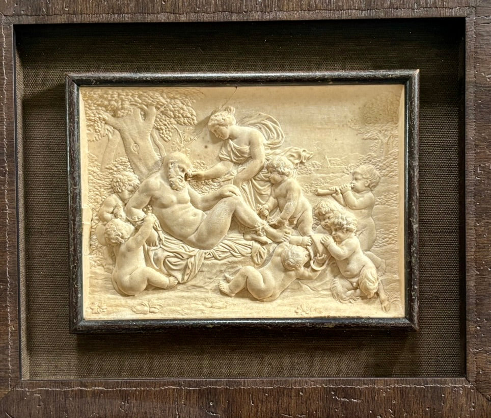 Grand Tour Plaster Cast of a 'Bacchanalia with Drunken Silenus' in a Shadowbox Frame