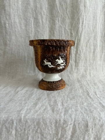 Small English Faux Bois Vase With Hunt Scene