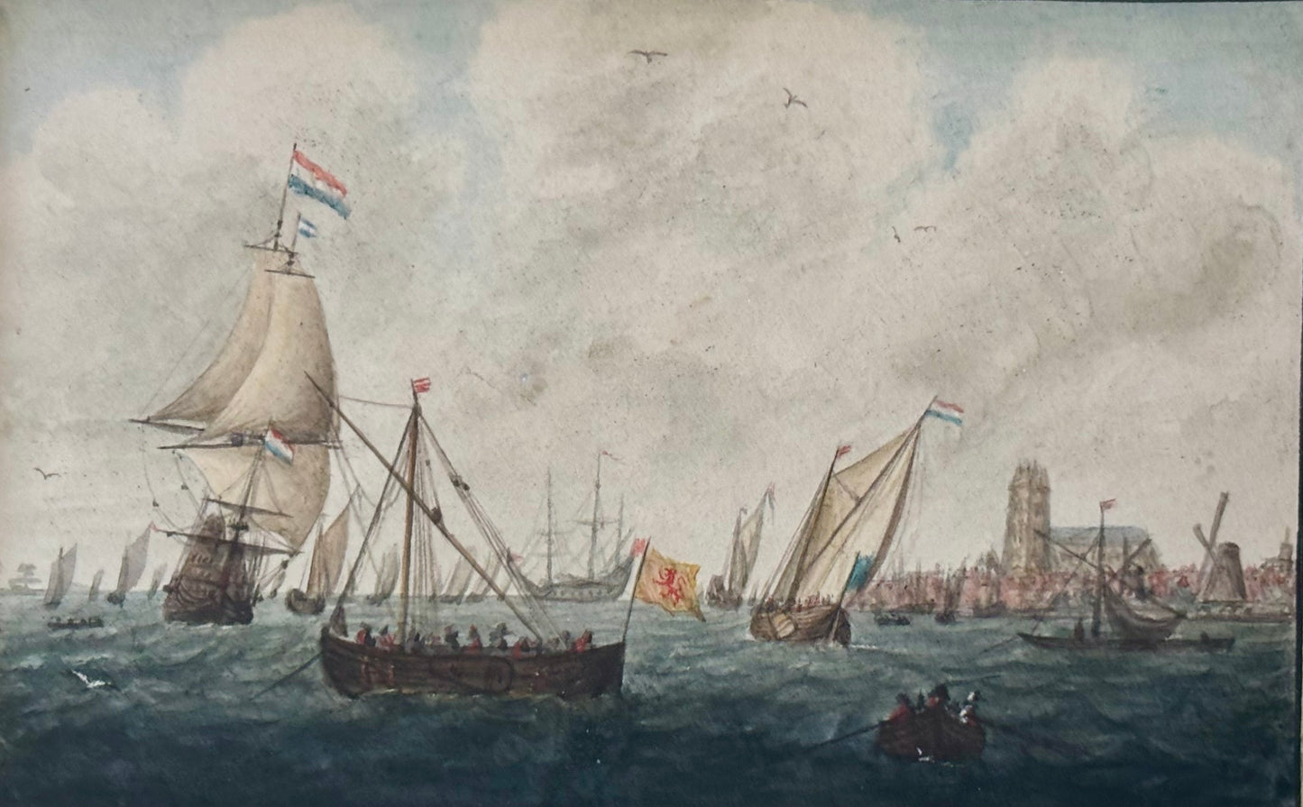 Framed 1840 Nautical Watercolor by Edward Woodville Ricketts