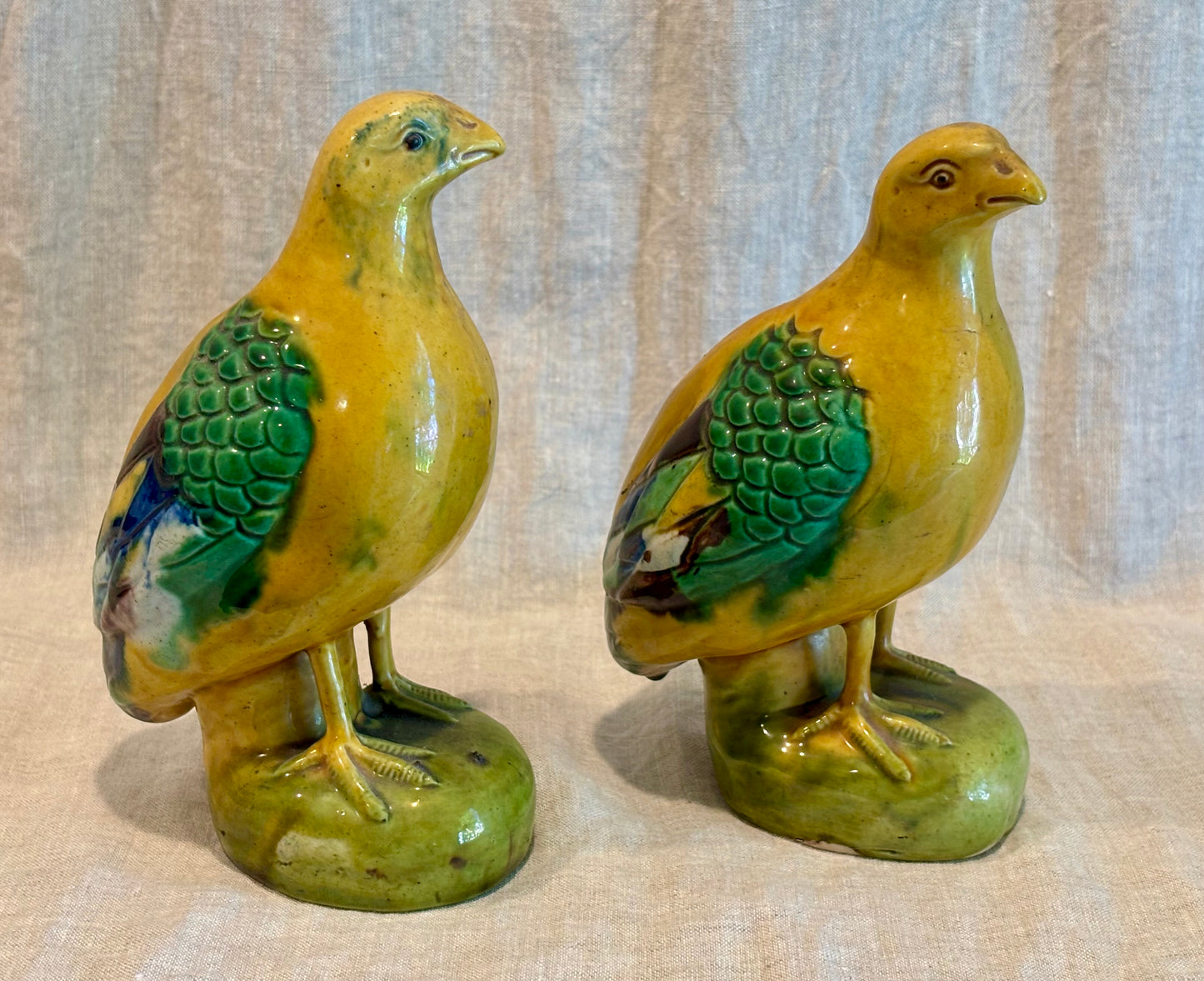 Pair of Chinese Sansei Glazed Quail