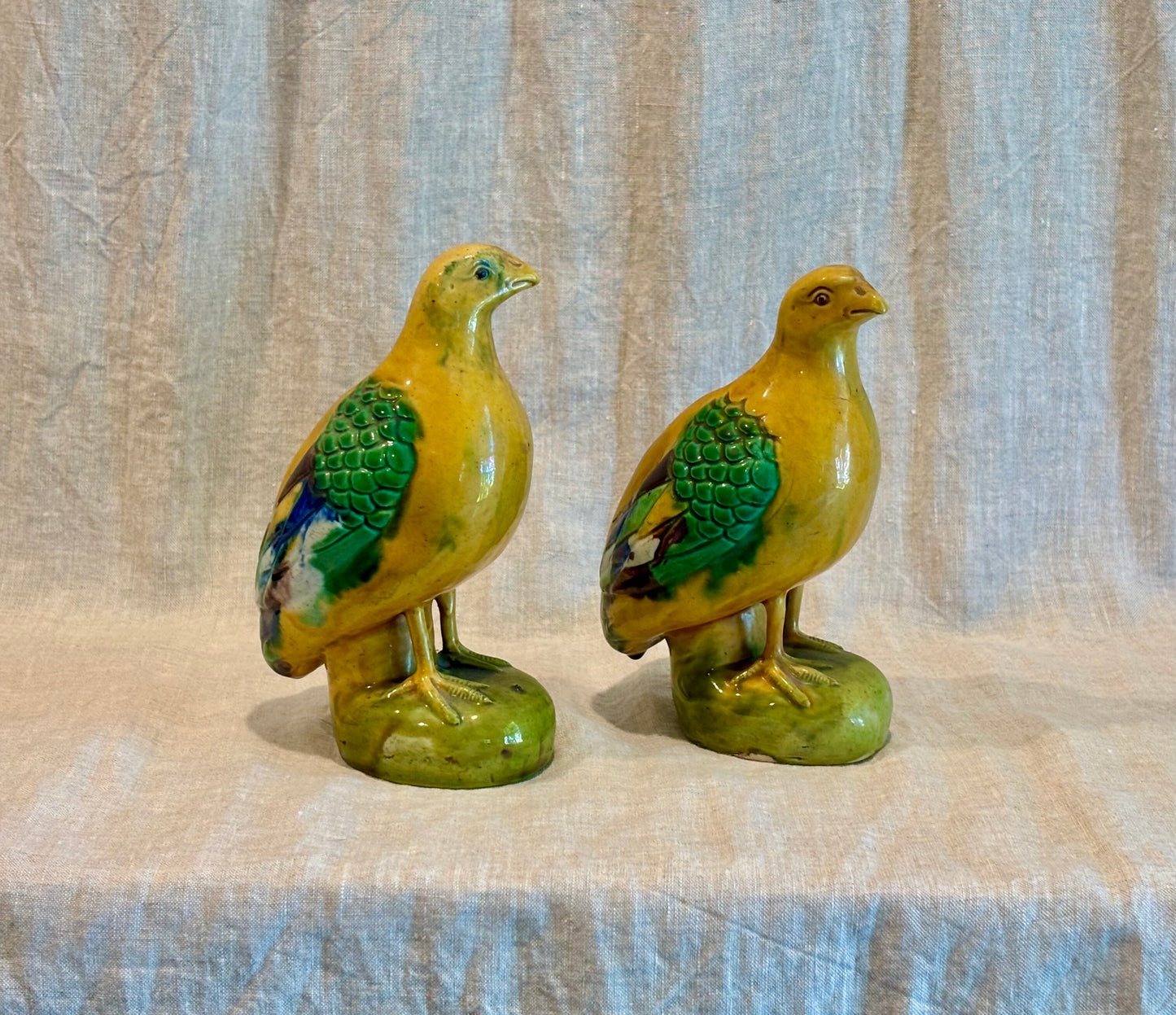 Pair of Chinese Sansei Glazed Quail