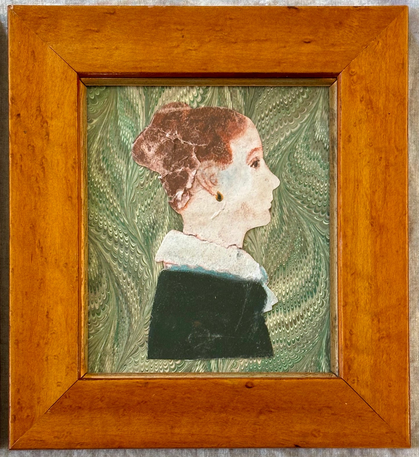 Pair of 19th Century American Painted Silhouettes in Period Frames.