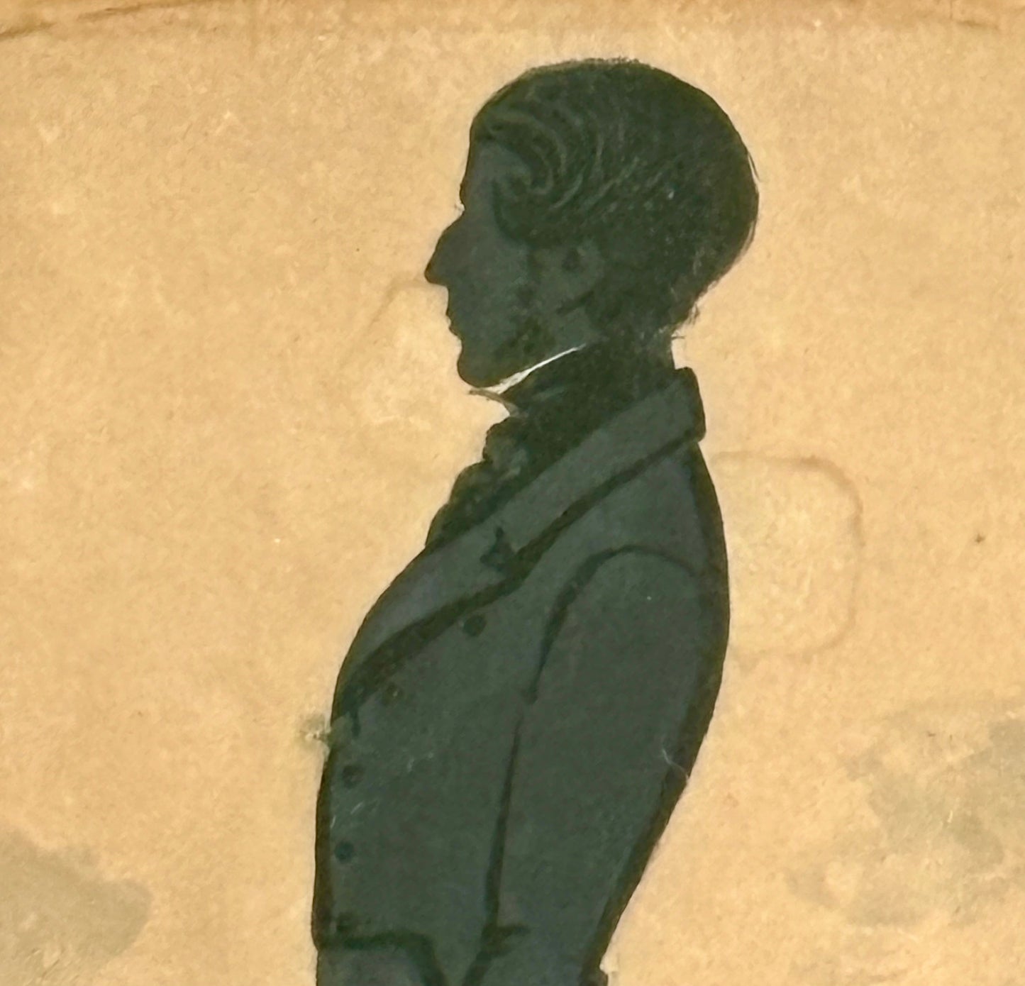 19th Century English Silhouette of a Gentleman in Ink and Watercolor