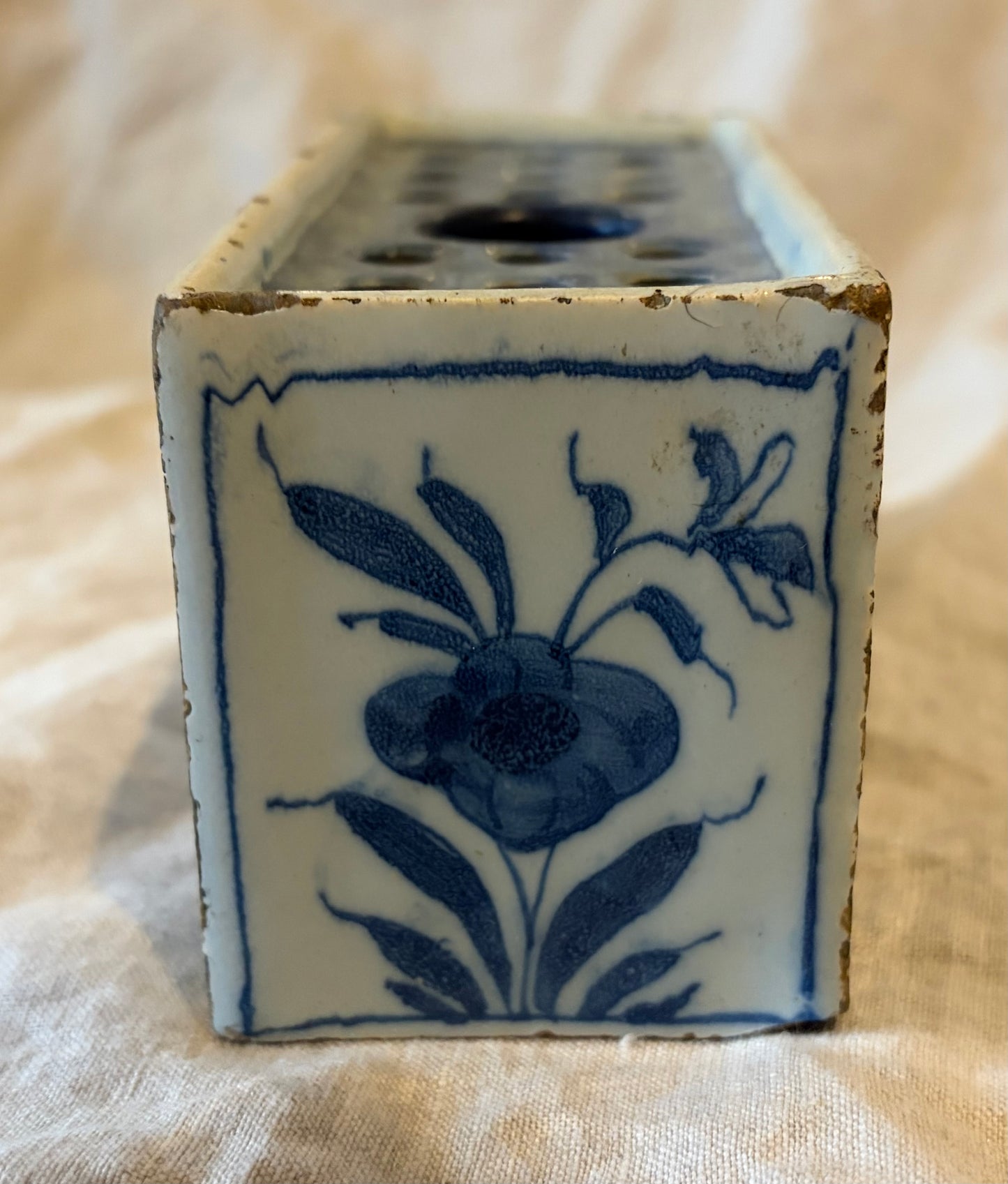 18th Century English Lambeth Delft Flower Brick