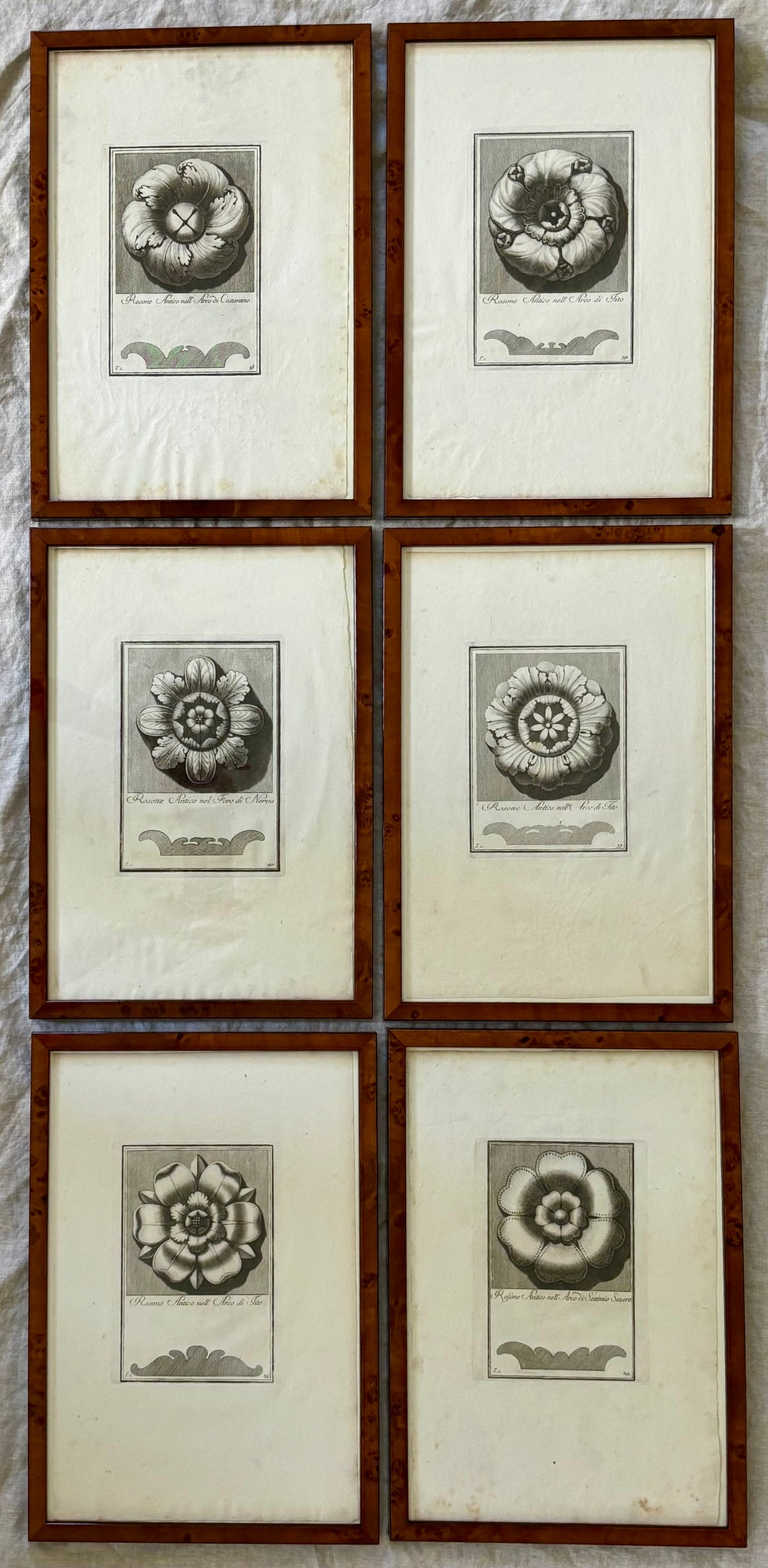 A Collection of Six Framed Giovanni Battista Piranesi Architectural Prints