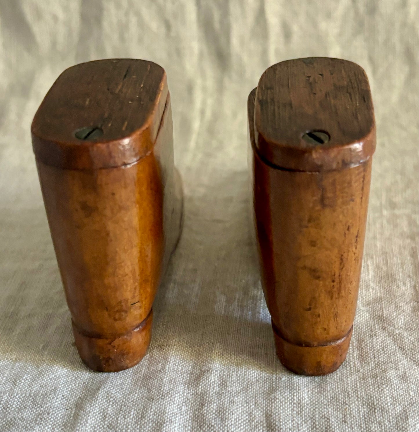 Pair of 19th Century Hand Carved English Snuff Boxes in the Form of Boots