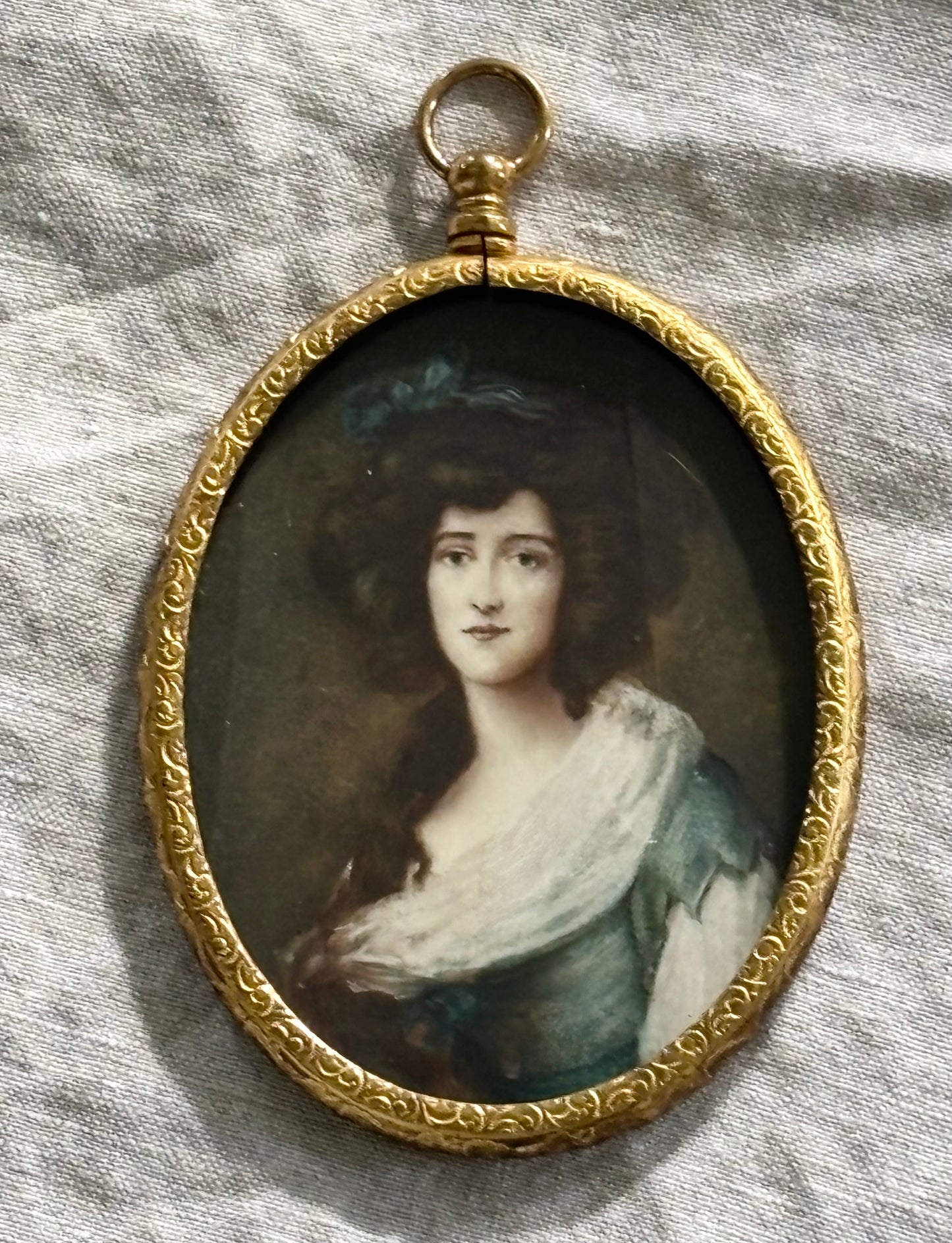 *ON HOLD PLEASE DO NOT PURCHASE* 18th Century School of Thomas Gainsborough watercolor Miniature in Gilt on Brass Frame