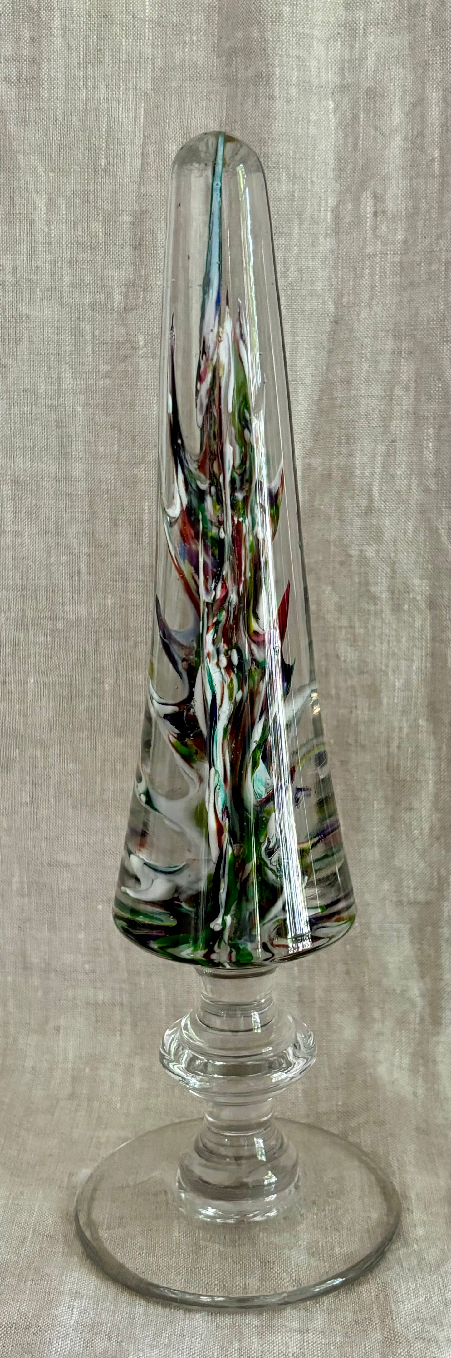 Pair of 18th Century Sulphur Glass Wig Stands in Obelisk Form