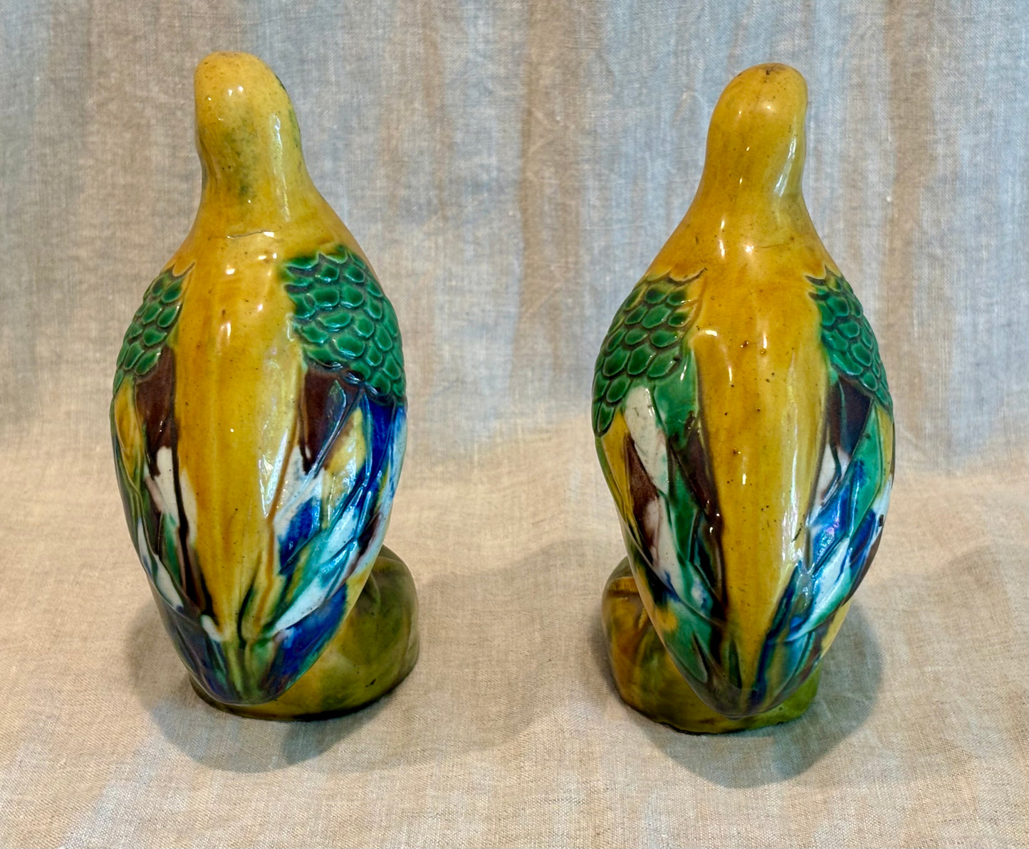 Pair of Chinese Sansei Glazed Quail