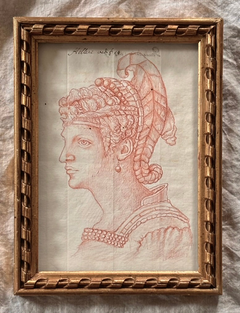 17th or Early 18th Century Red Chalk Portrait of 'Hellene"