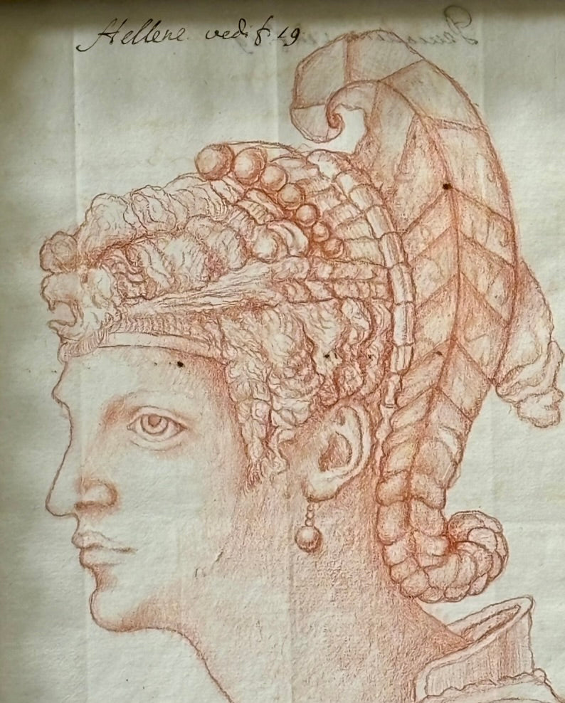 17th or Early 18th Century Red Chalk Portrait of 'Hellene"
