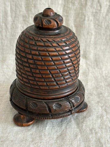 Victorian Treenware Bee Skep Shaped String Holder