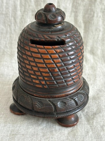 Victorian Treenware Bee Skep Shaped String Holder