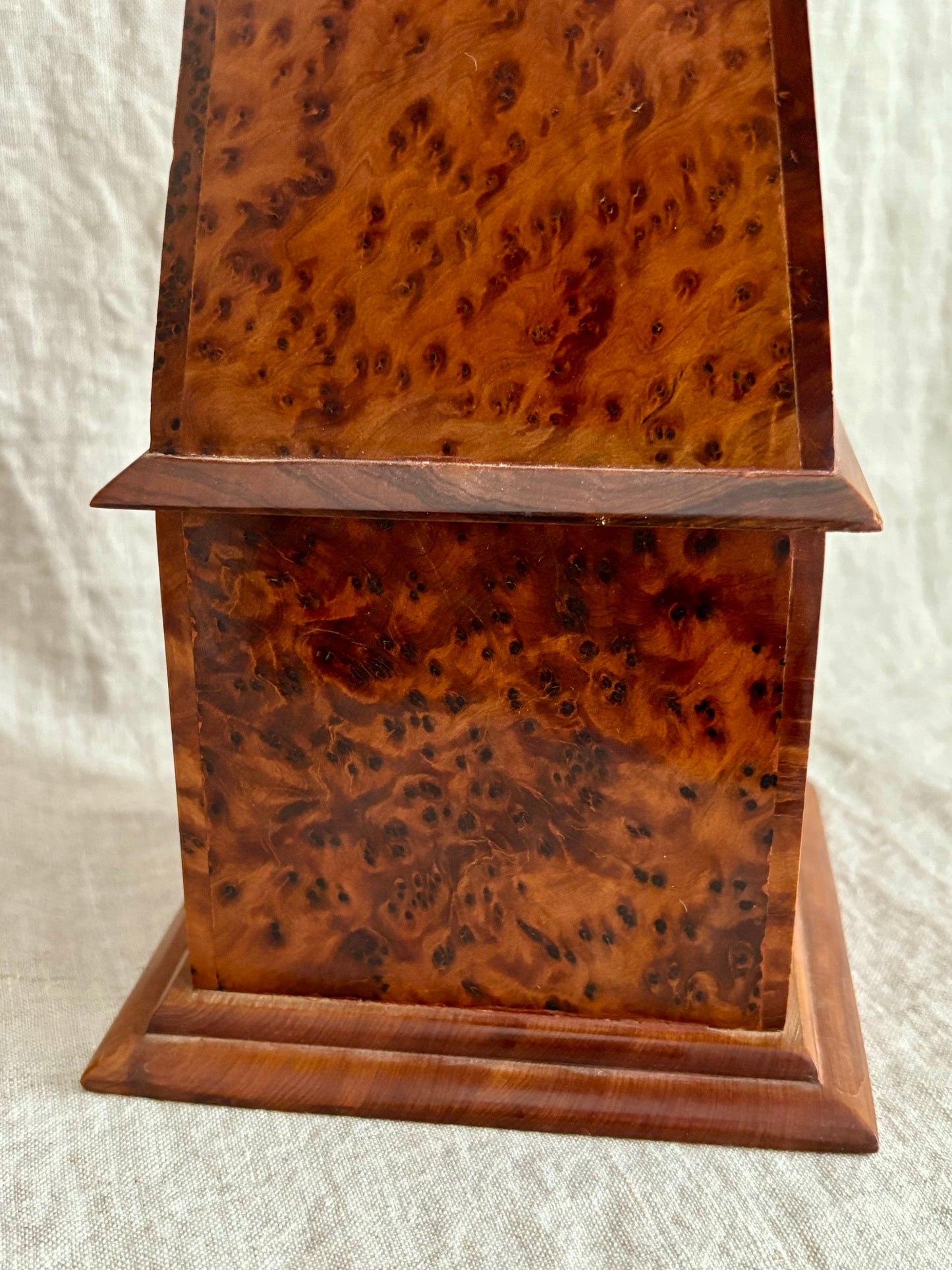 Pair of Burl Veneer Obelisks