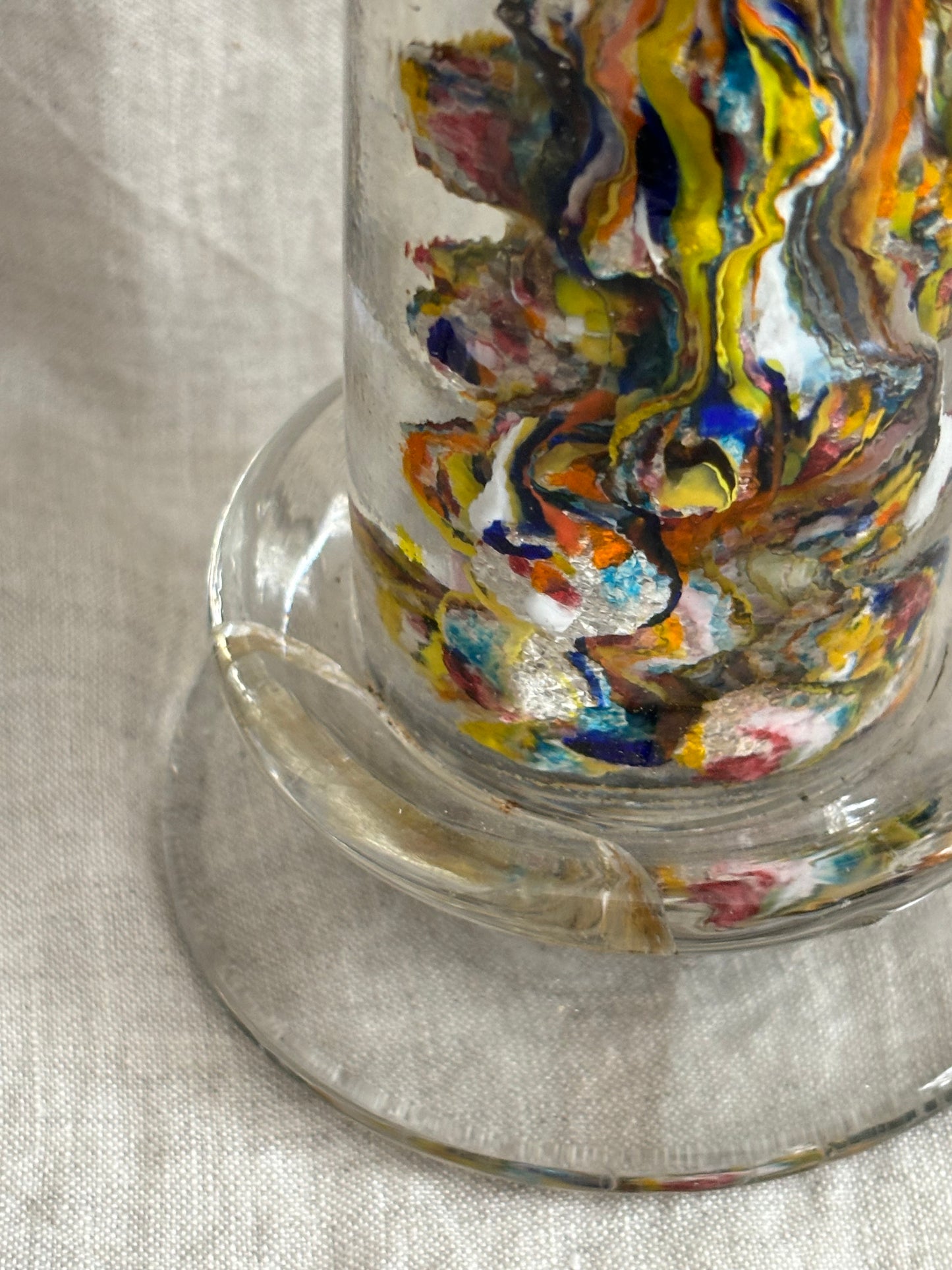 Pair of Sulphur Glass Wig Stands in Obelisk Form