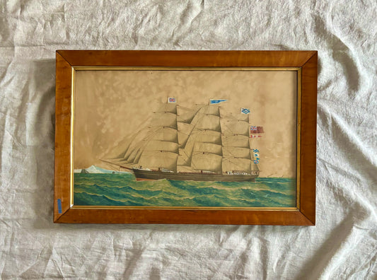 19th century British Ink and Watercolor Maritime Painting
