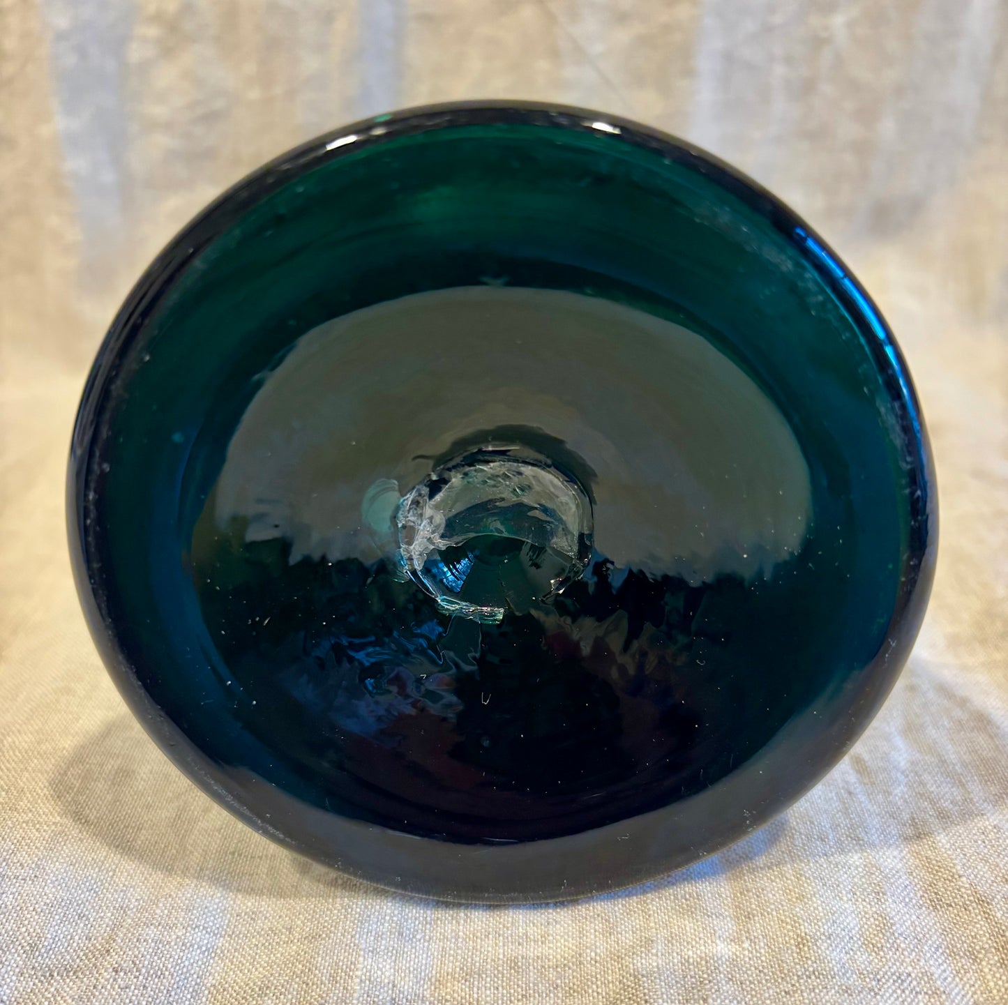 Early Hand Blown Green Hyacinth Forcing Glass With Pontil