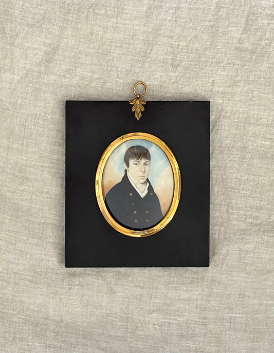 Anglo-Irish 19th Century Miniature Portrait of a Young Gentleman