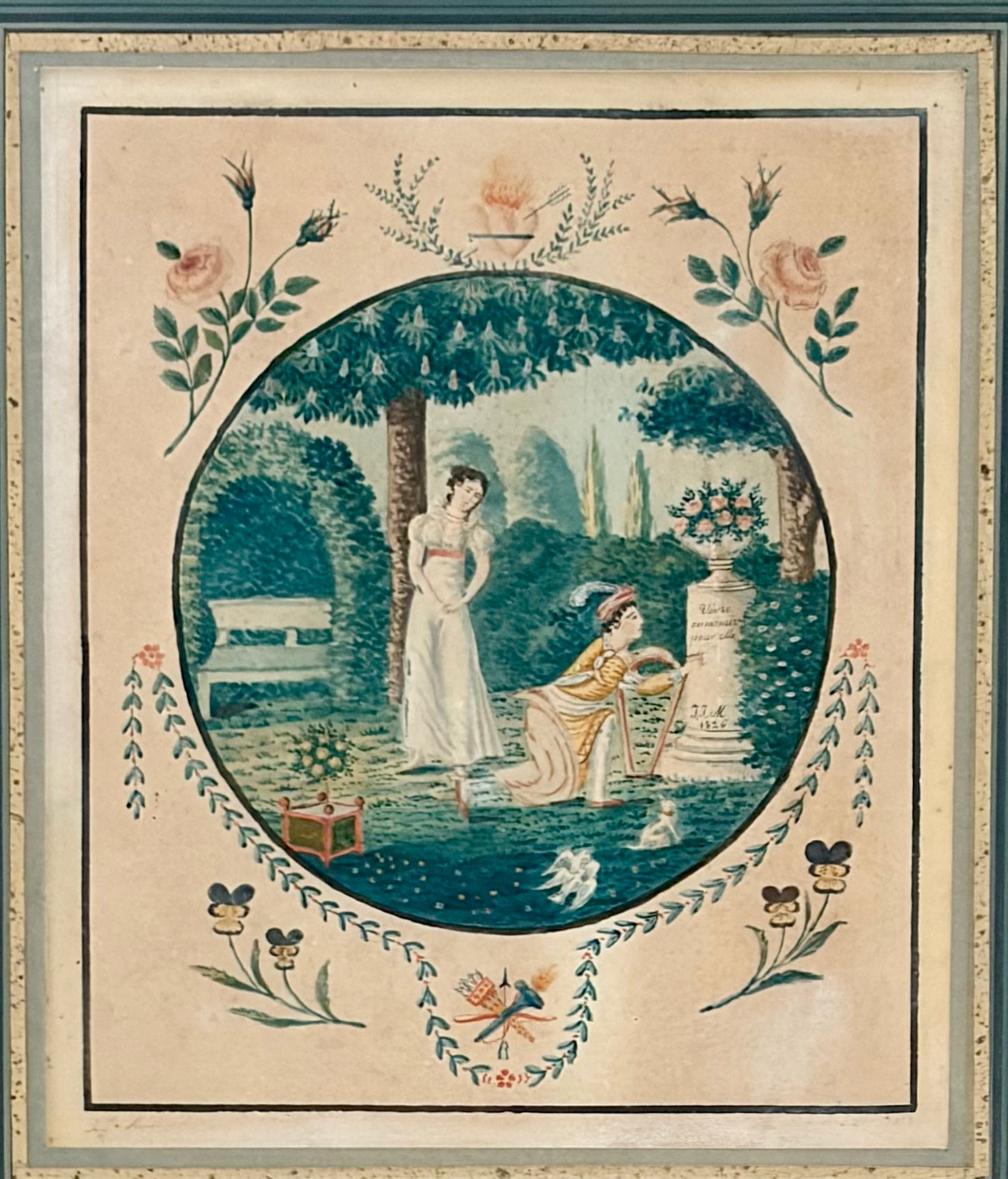 1826 French Love Token Watercolor