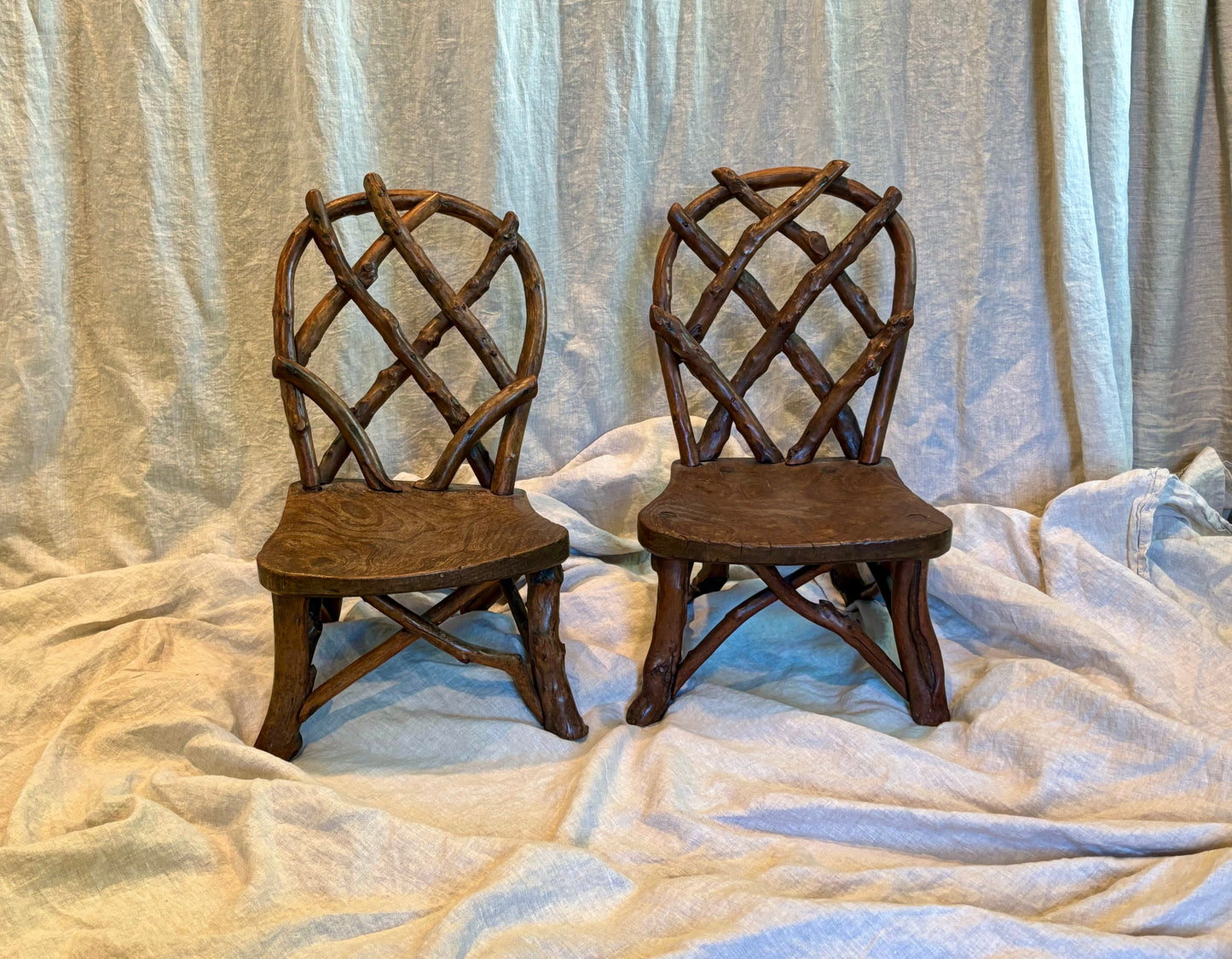 Pair of Victorian Children's Twig Chairs