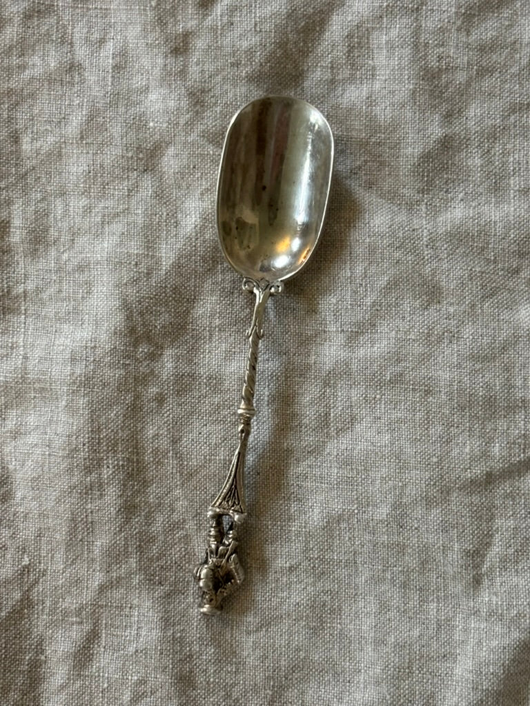 Coin Silver Sugar Scoop With Figural Handle