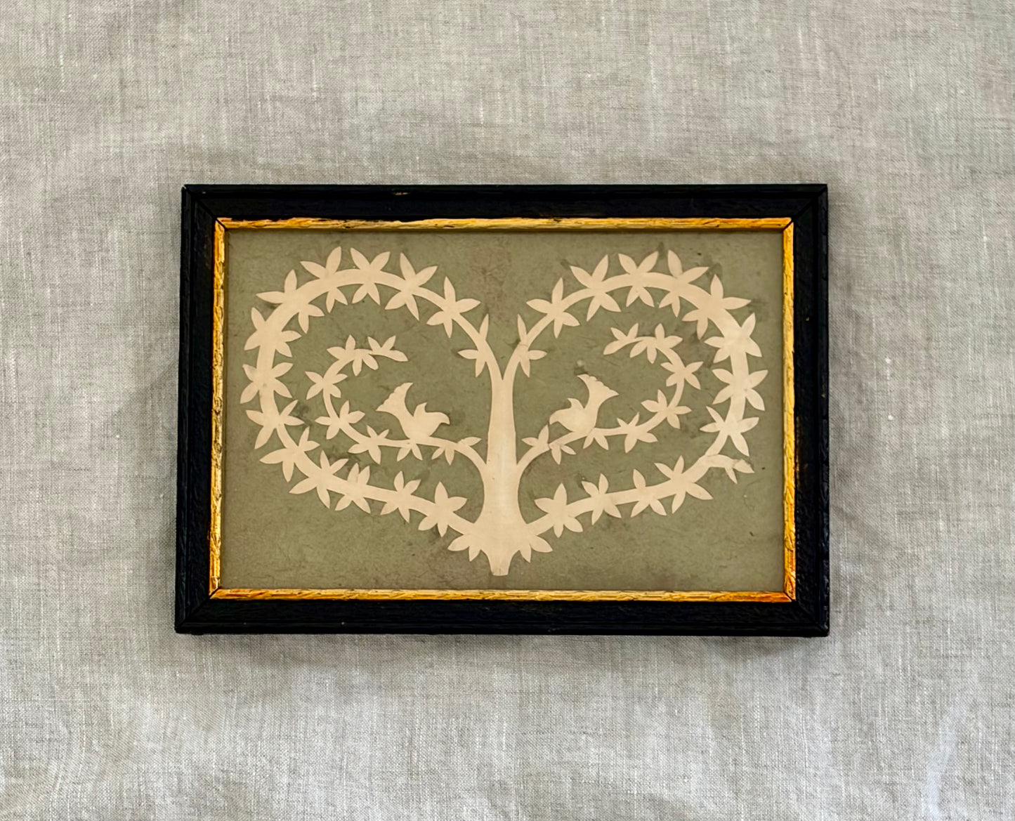 Pennsylvania 19th Century Scherenshnitte on Blue Green Background