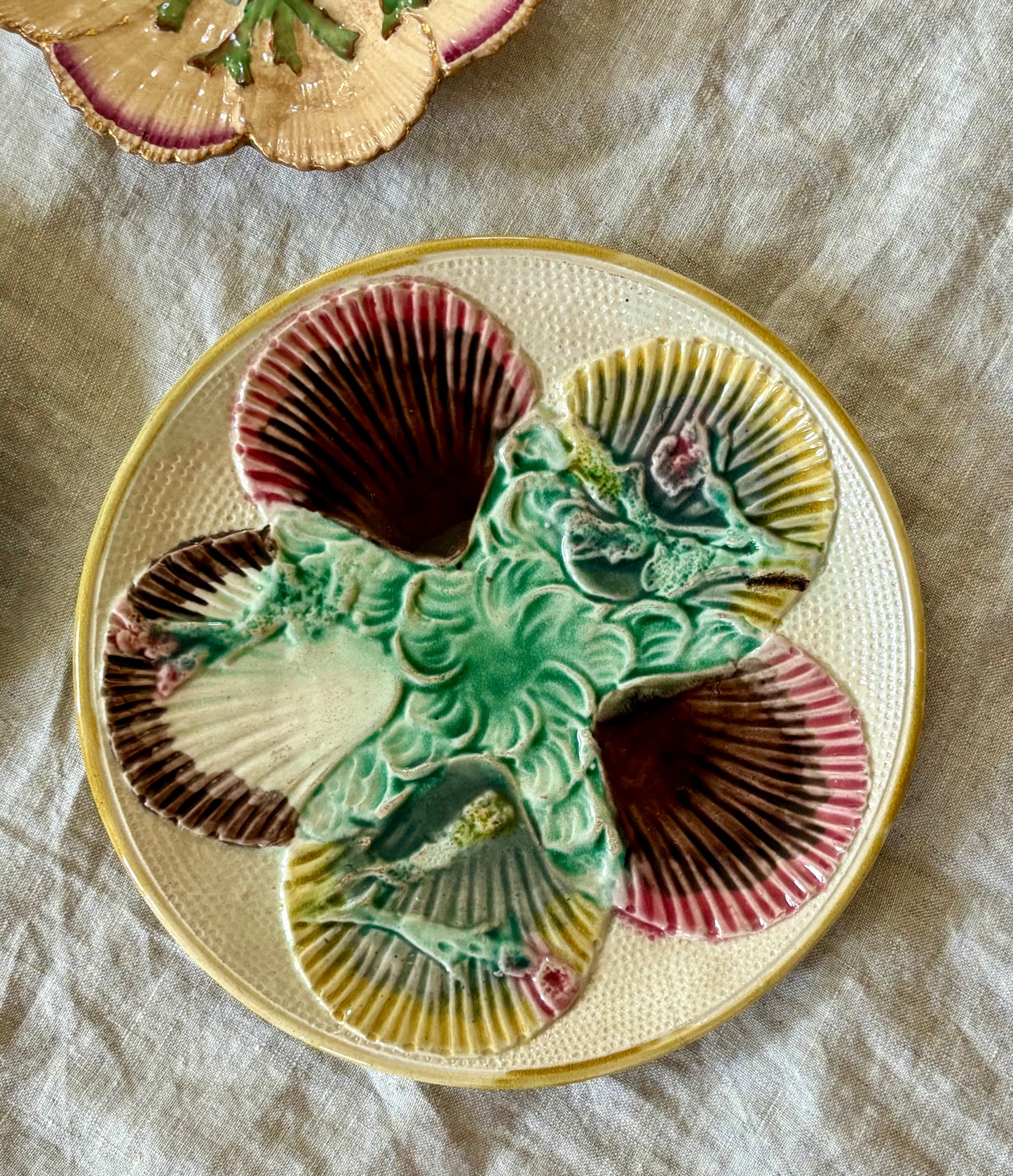 Trio of Sea Themed Majolica Plates