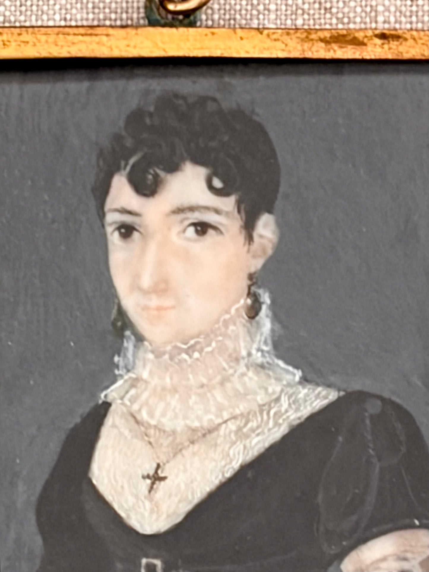 Regency Half Body Portrait Miniature of a Young Woman