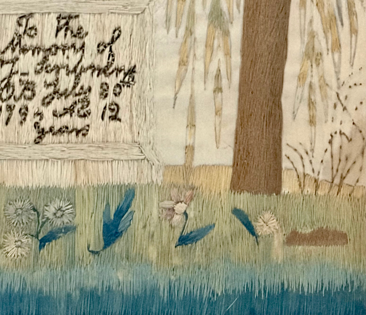 Cambridge, Massachusettes Schoolgirl Memorial Embrodery - 18th Century