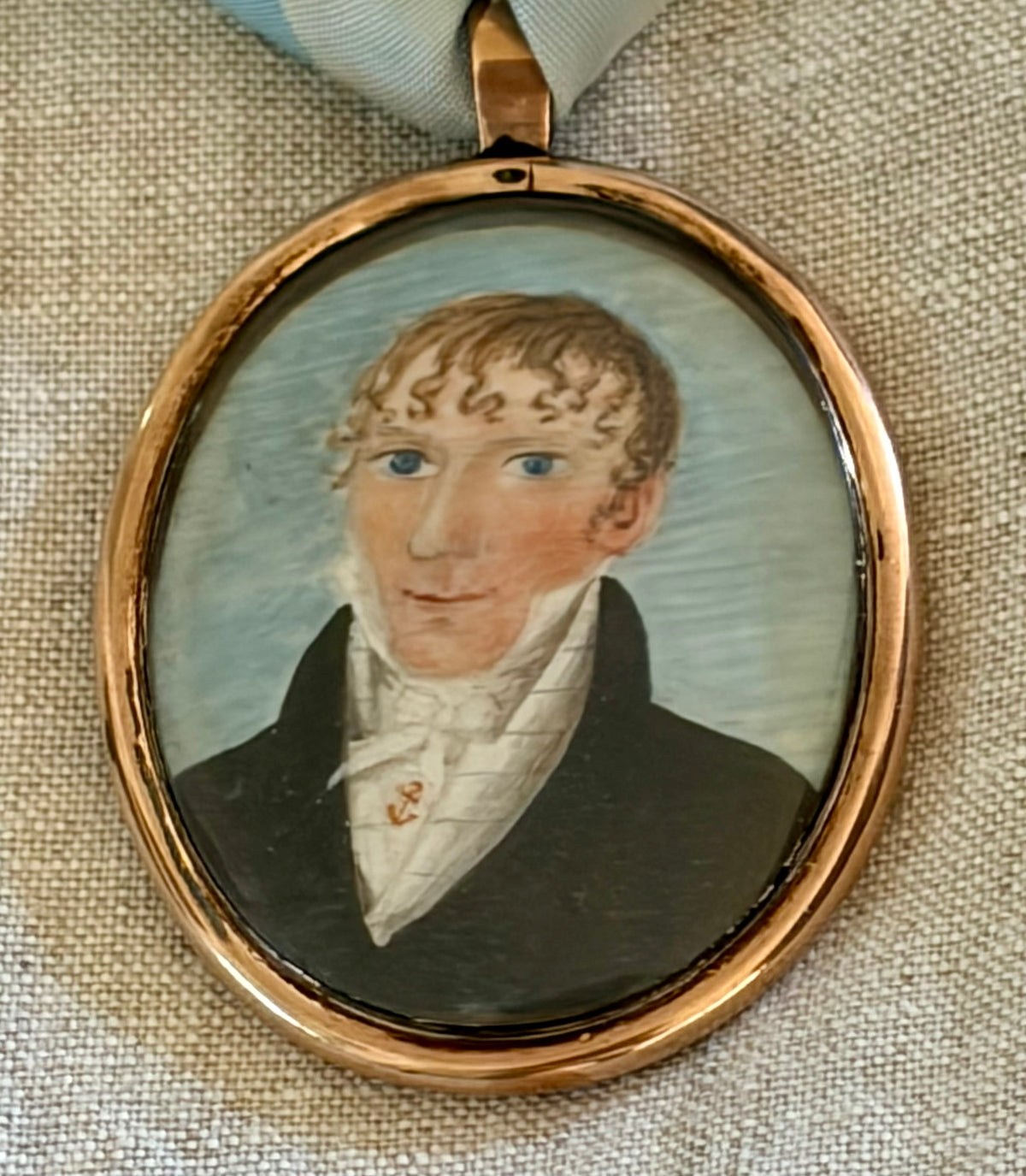 Early 19th Century Naive Miniature Portrait of a Young Gentleman