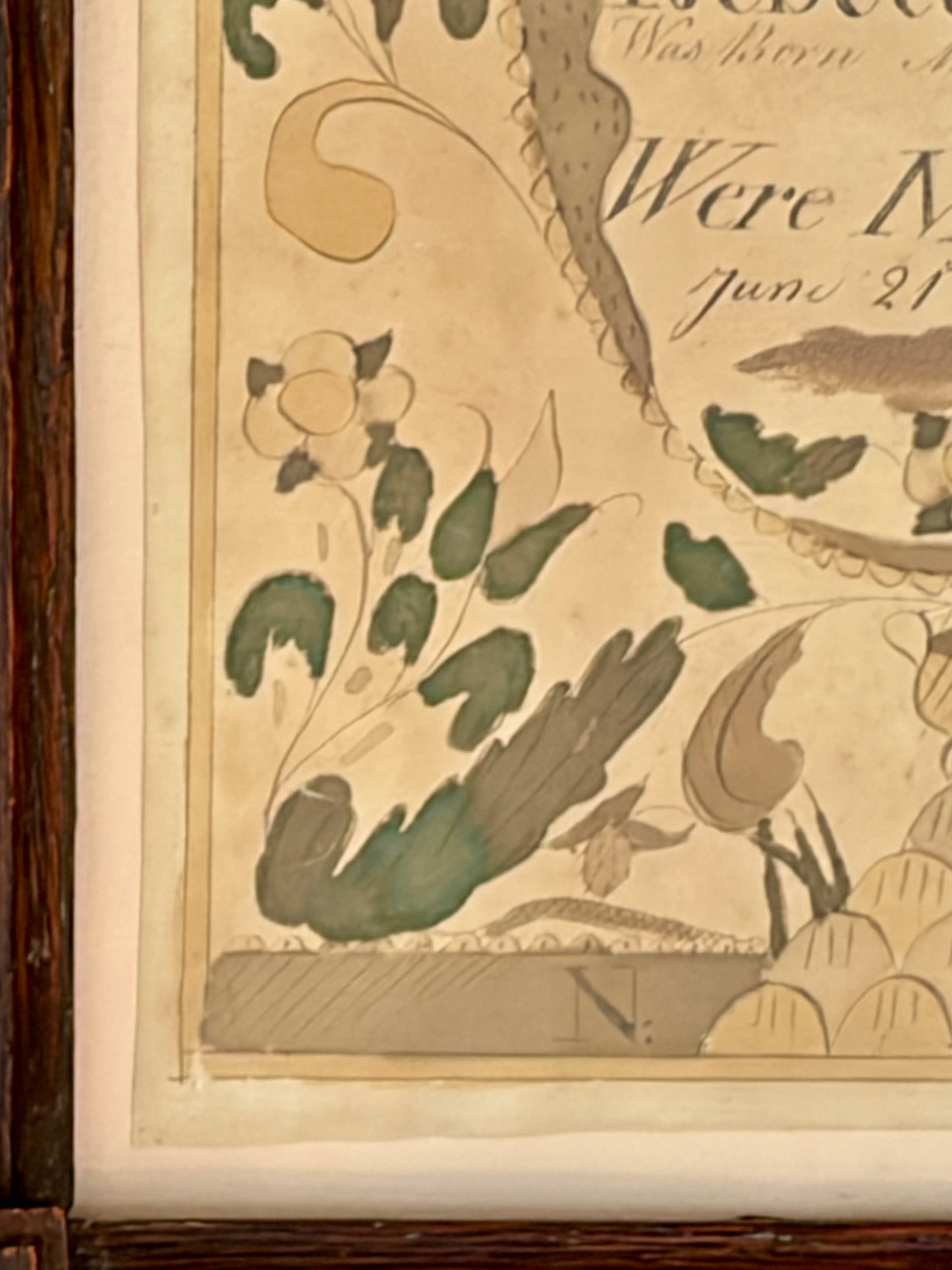 Post 1830 Marriage Fraktur from Windham, Maine