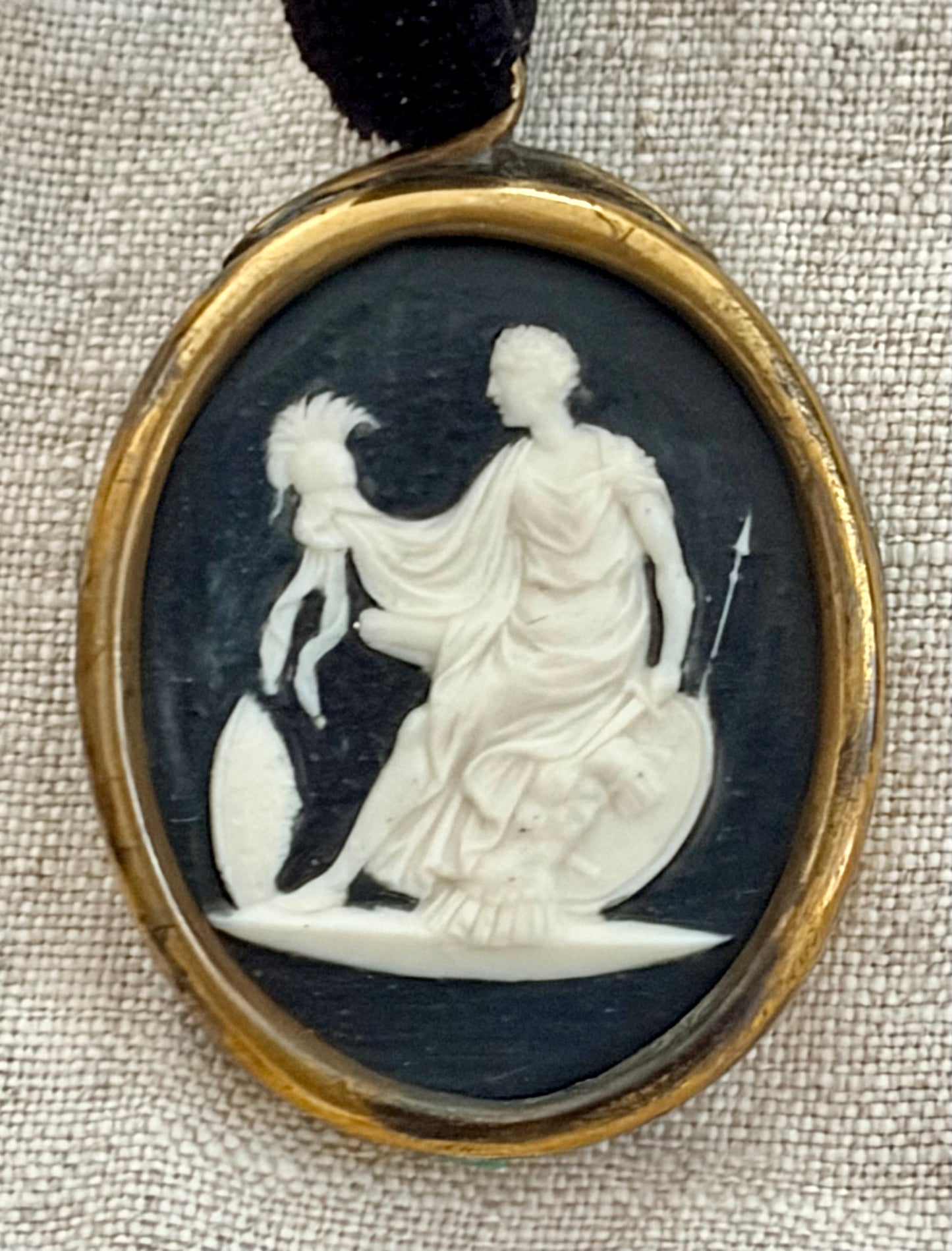 19th Century Porcelain Medallion Pendant Depicting Athena
