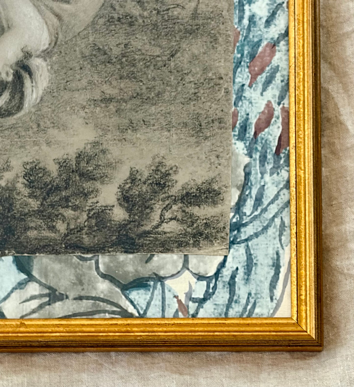 Early 19th Century French Charcoal Drawing “Pense a Moi”
