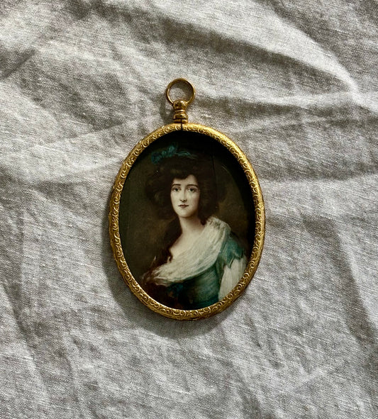 *ON HOLD PLEASE DO NOT PURCHASE* 18th Century School of Thomas Gainsborough watercolor Miniature in Gilt on Brass Frame