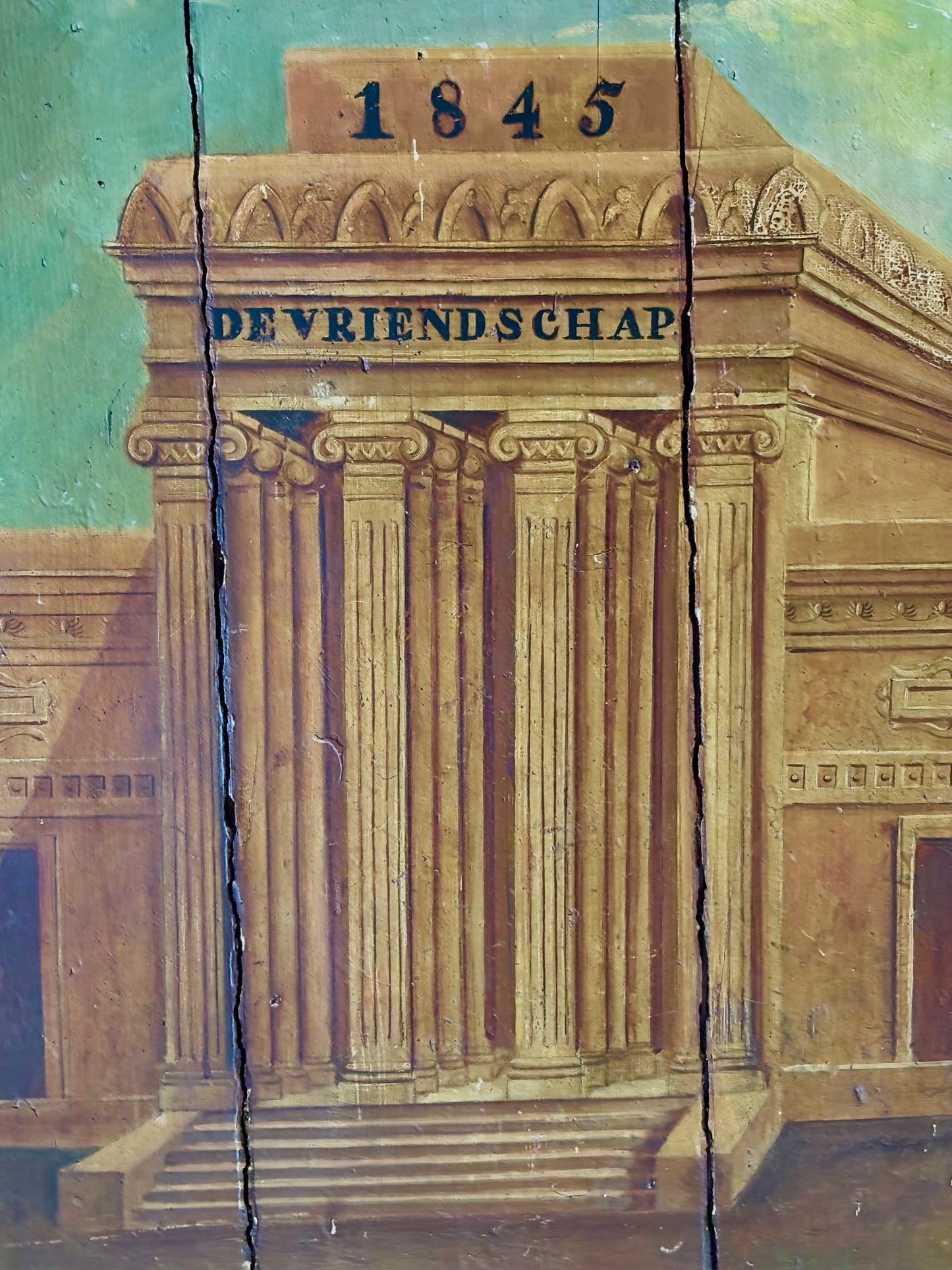 1845 Belgian Hand Painted Fireboard