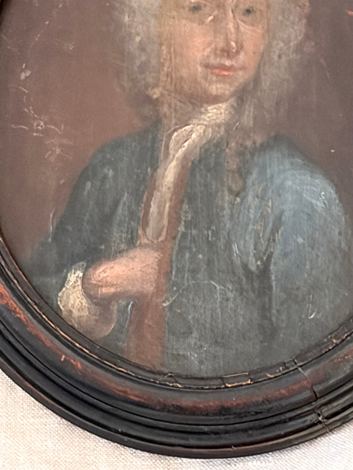 Circa 1720 - 1740 Portrait Miniature on Wood Panel