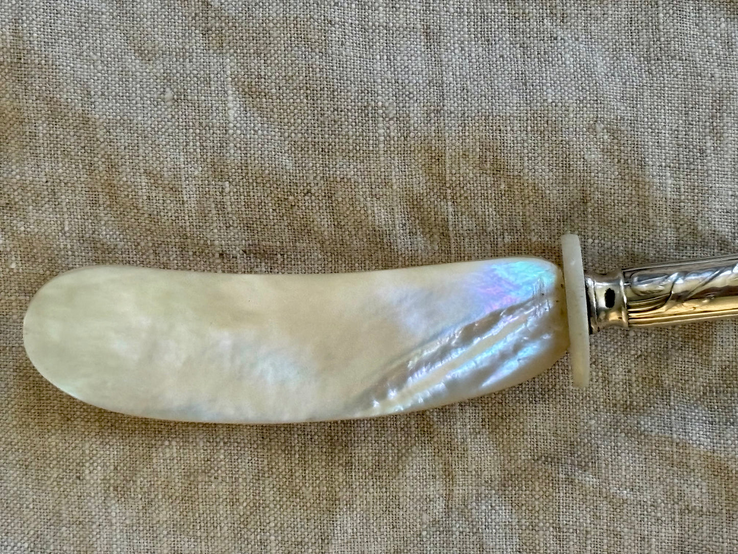 Mother of Pearl Spreader With Sterling Silver Handle.