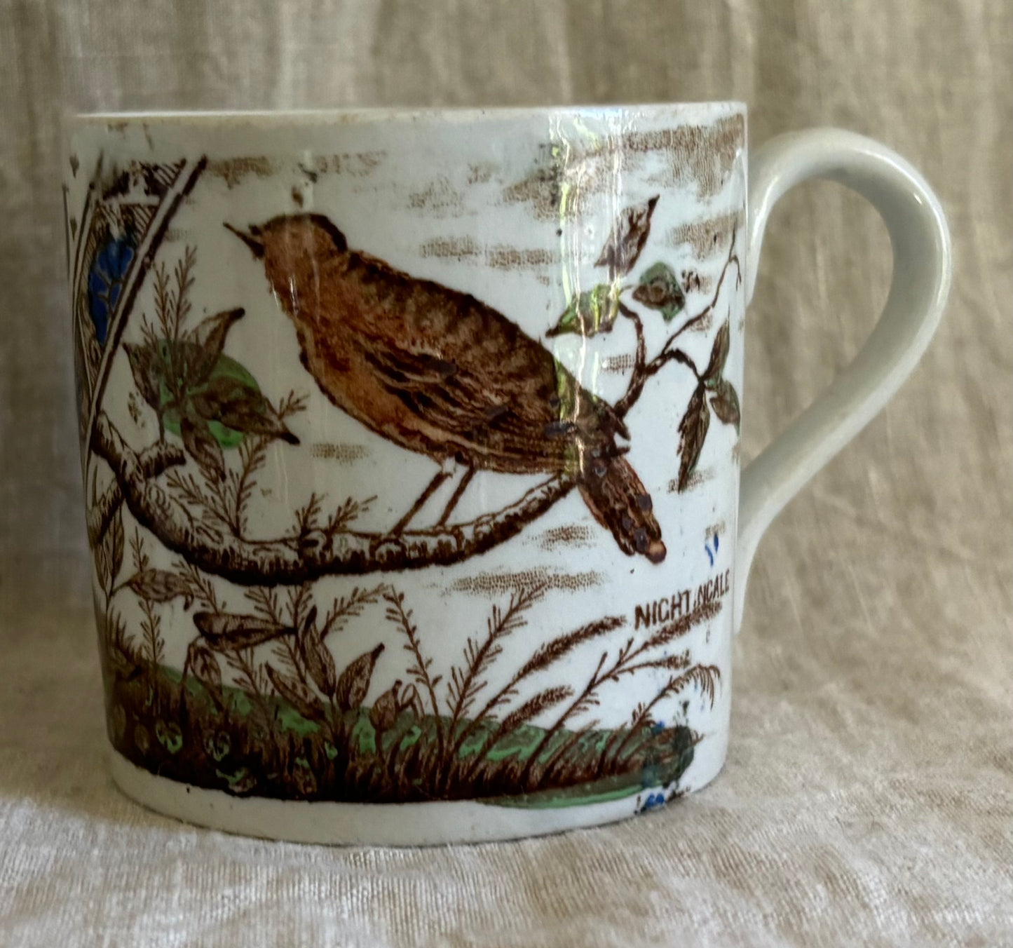 Collection of Five Children's Staffordshire Bird and Alphabet Mugs