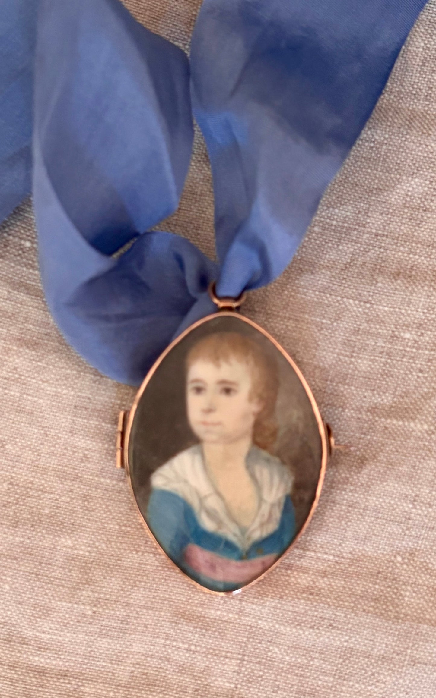 18th Century English Miniature Portrait Set in a Rose Gold Pin/Brooch