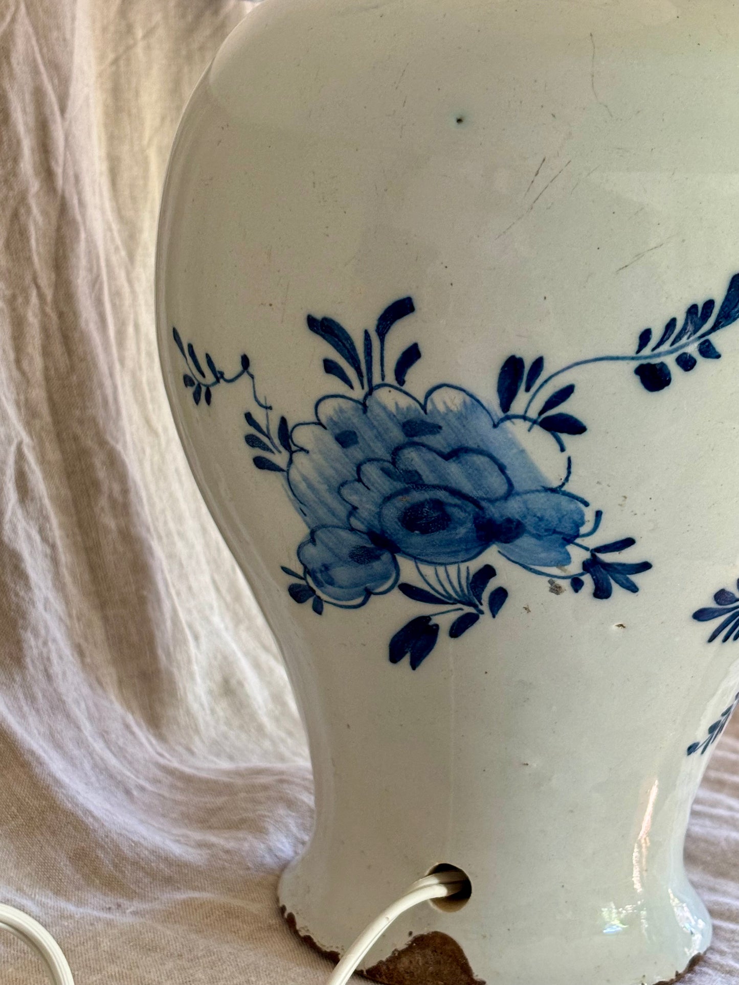 Antique Chinoiserie Delft Apothecary Jar Newly Converted to a Lamp