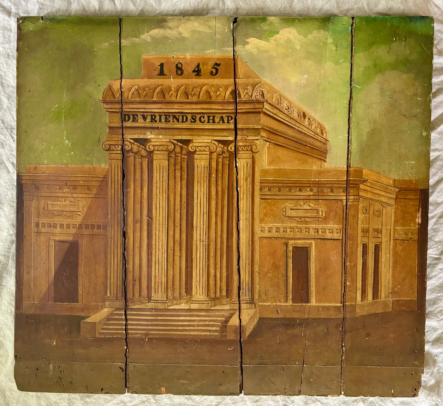 1845 Belgian Hand Painted Fireboard