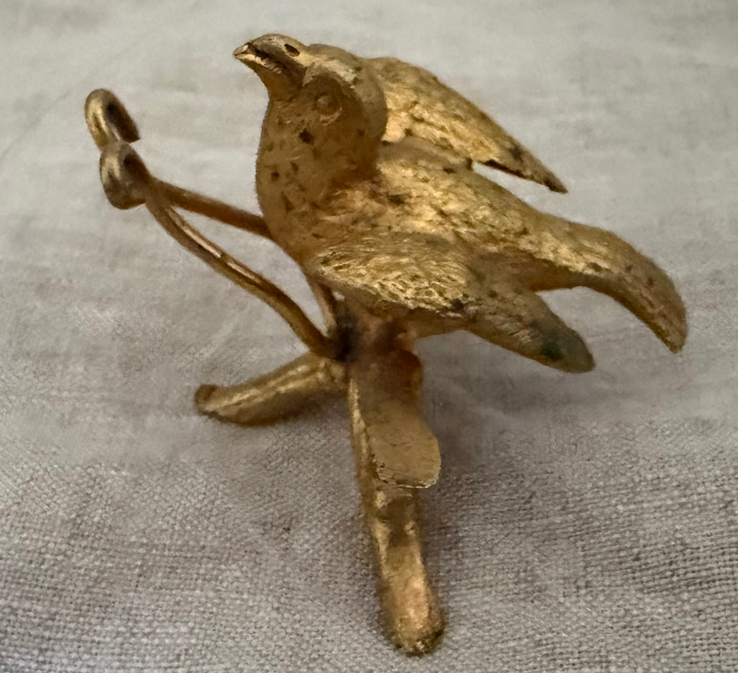 A Set of Six 19th Century Gilt Menu Holders in Bird Form