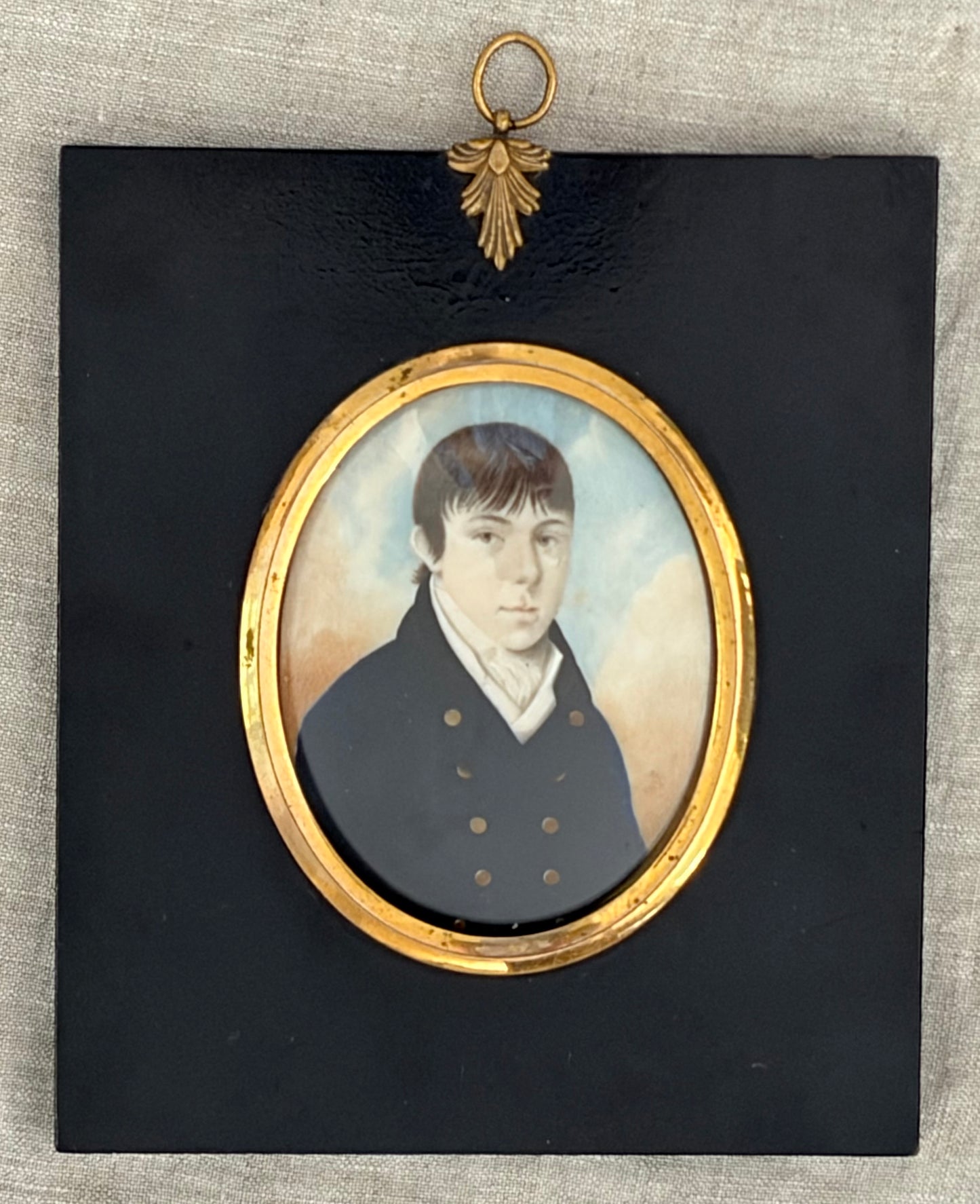 Anglo-Irish 19th Century Miniature Portrait of a Young Gentleman